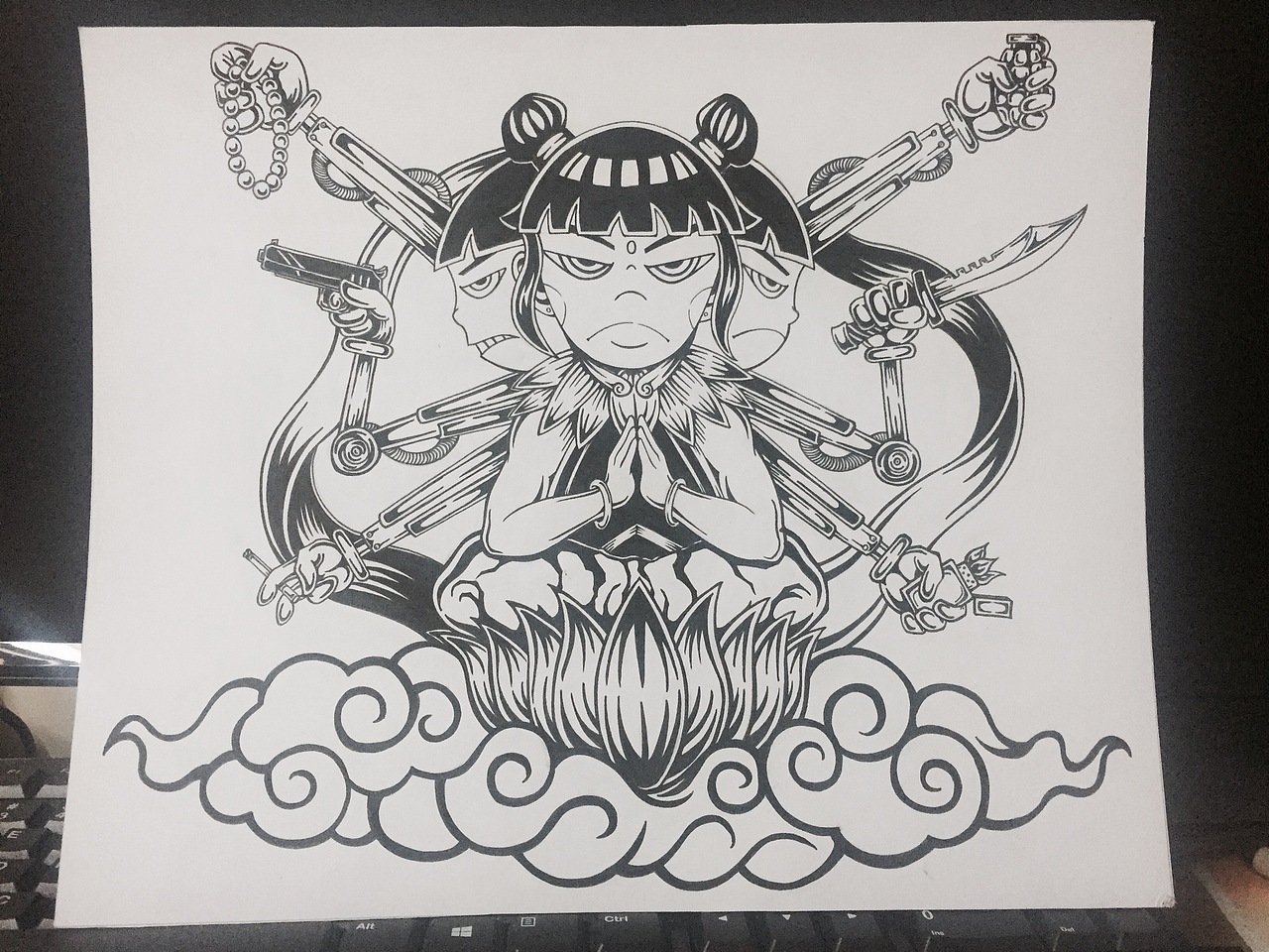 原创八臂哪吒插画