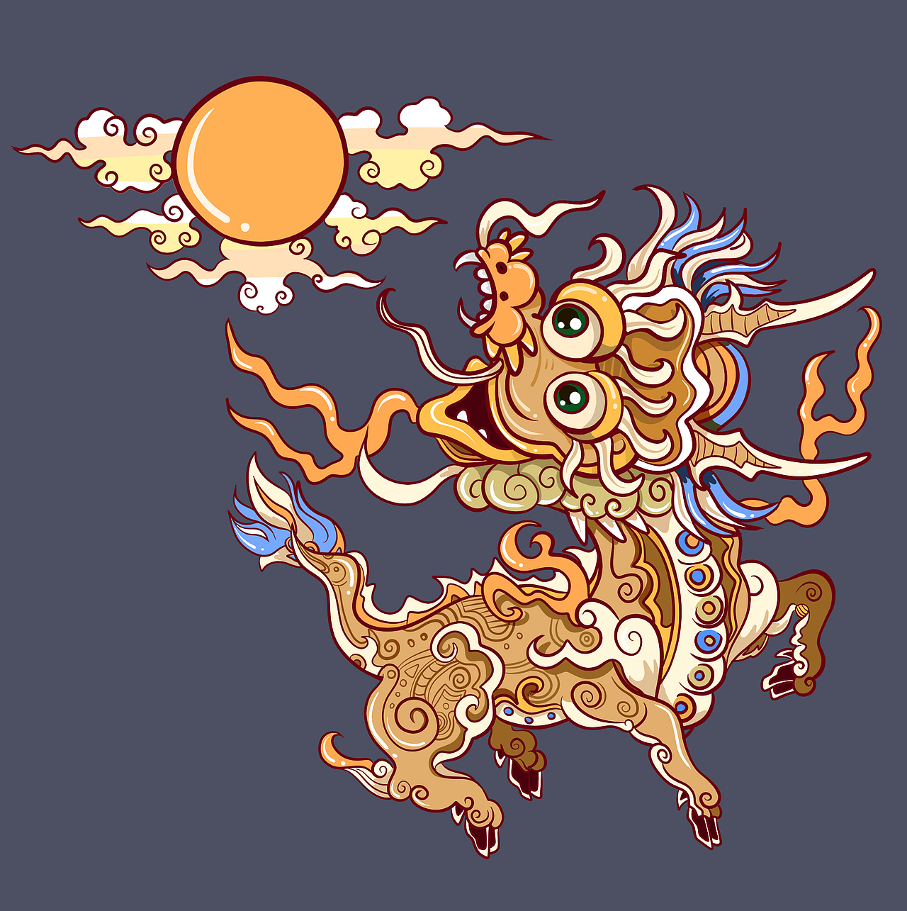 麒麟（图ZMTY1NjUxMDEy） - 商业插画 - 站酷设计师插画师kuki原创素材 - 站酷ZCOOL