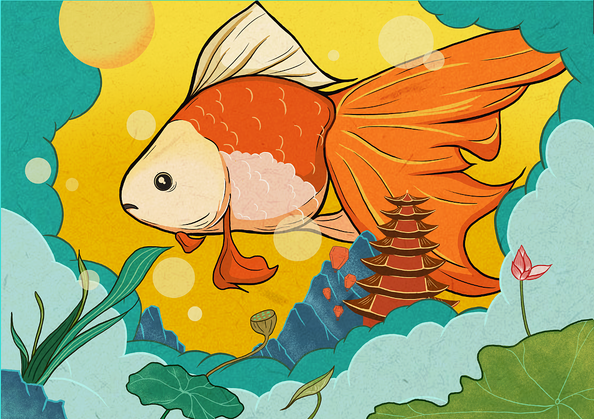 国风插画金鱼|插画|商业插画|草椰 - 原创作品 - 站酷 (zcool)