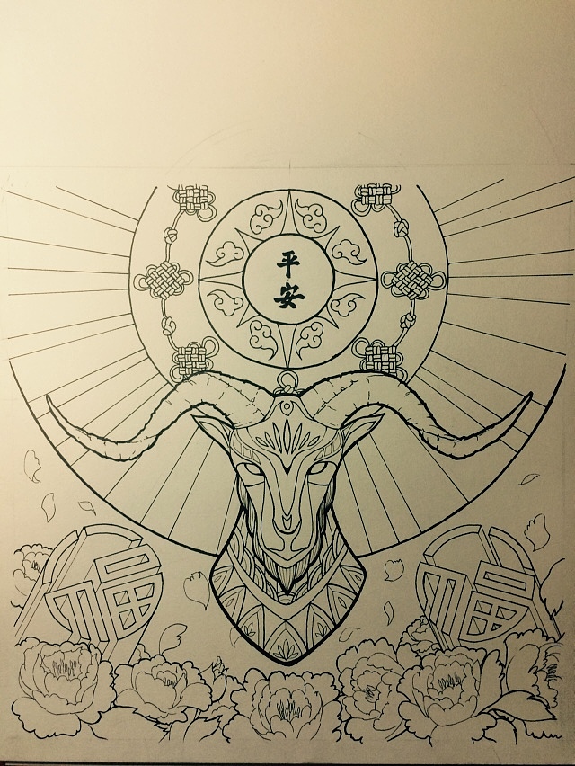 《三羊开泰》绘画作品(附过程),羊年大吉!_沿风-站酷zcool