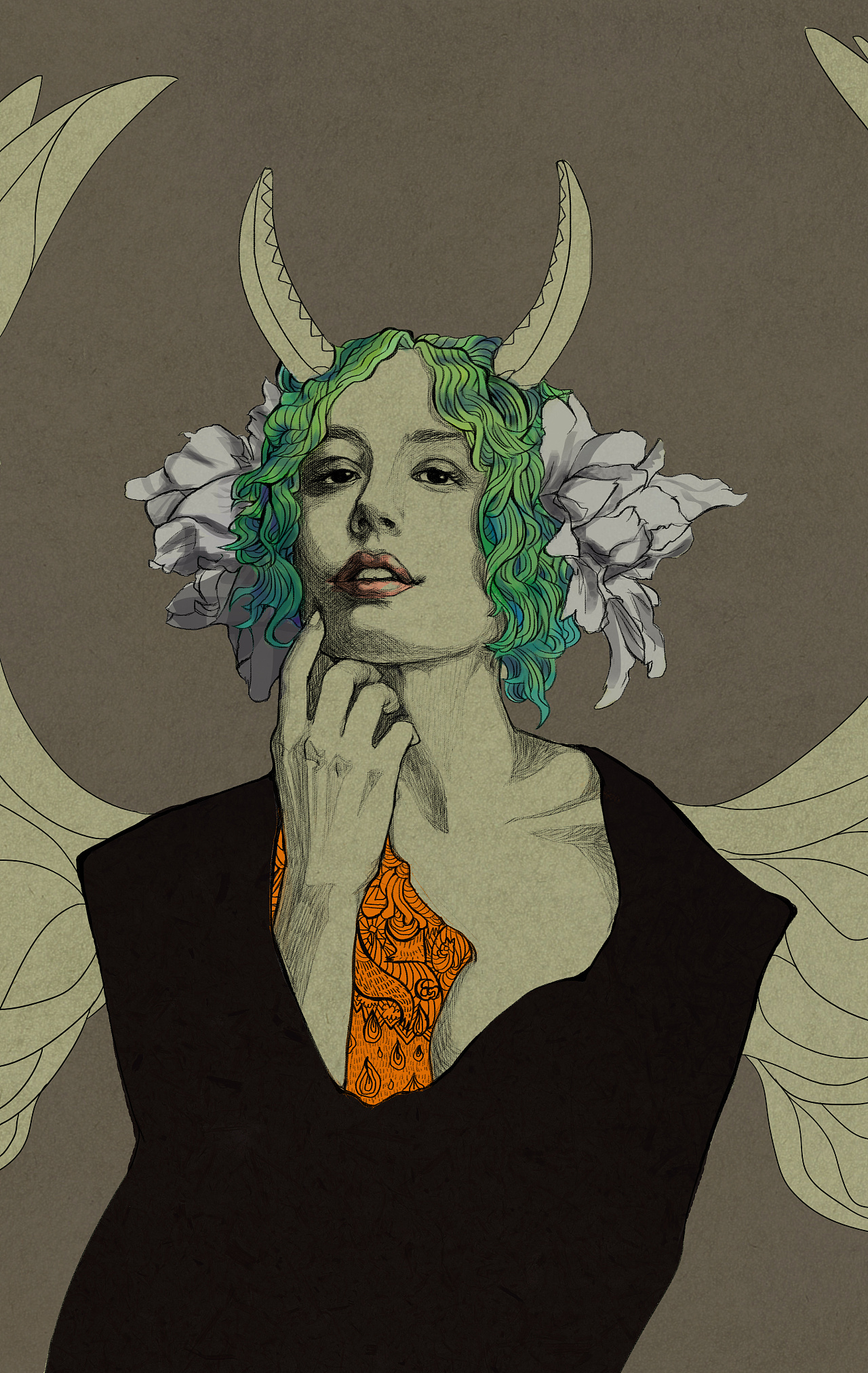 人物肖像风格化练习-装饰风格;水墨风格|插画|创作习作|一串kay