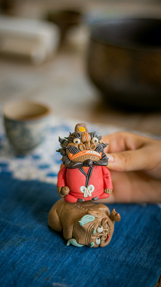 器十二原创手工捏雕钟馗伏魔茶宠香插摆件创意国潮手办