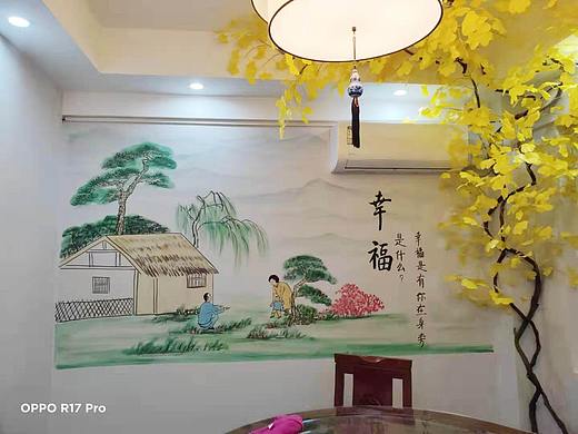 亳州饭店餐厅地锅鸡墙绘彩绘大院子地锅鸡墙绘彩绘手绘