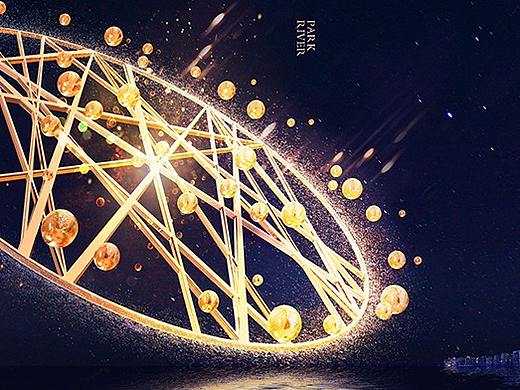 地产提案贴图主形象围墙户外导视黑金C4D立体质感