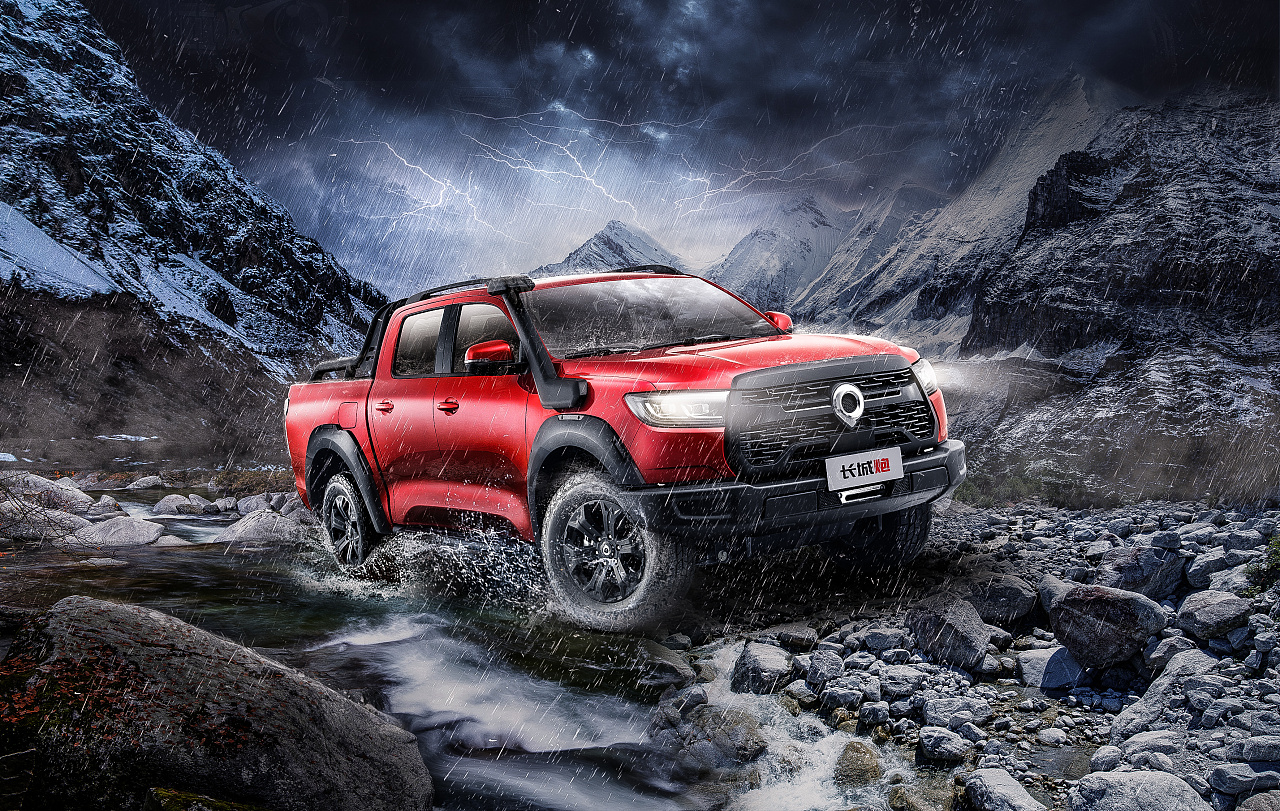 ps皮卡车创意合成海报