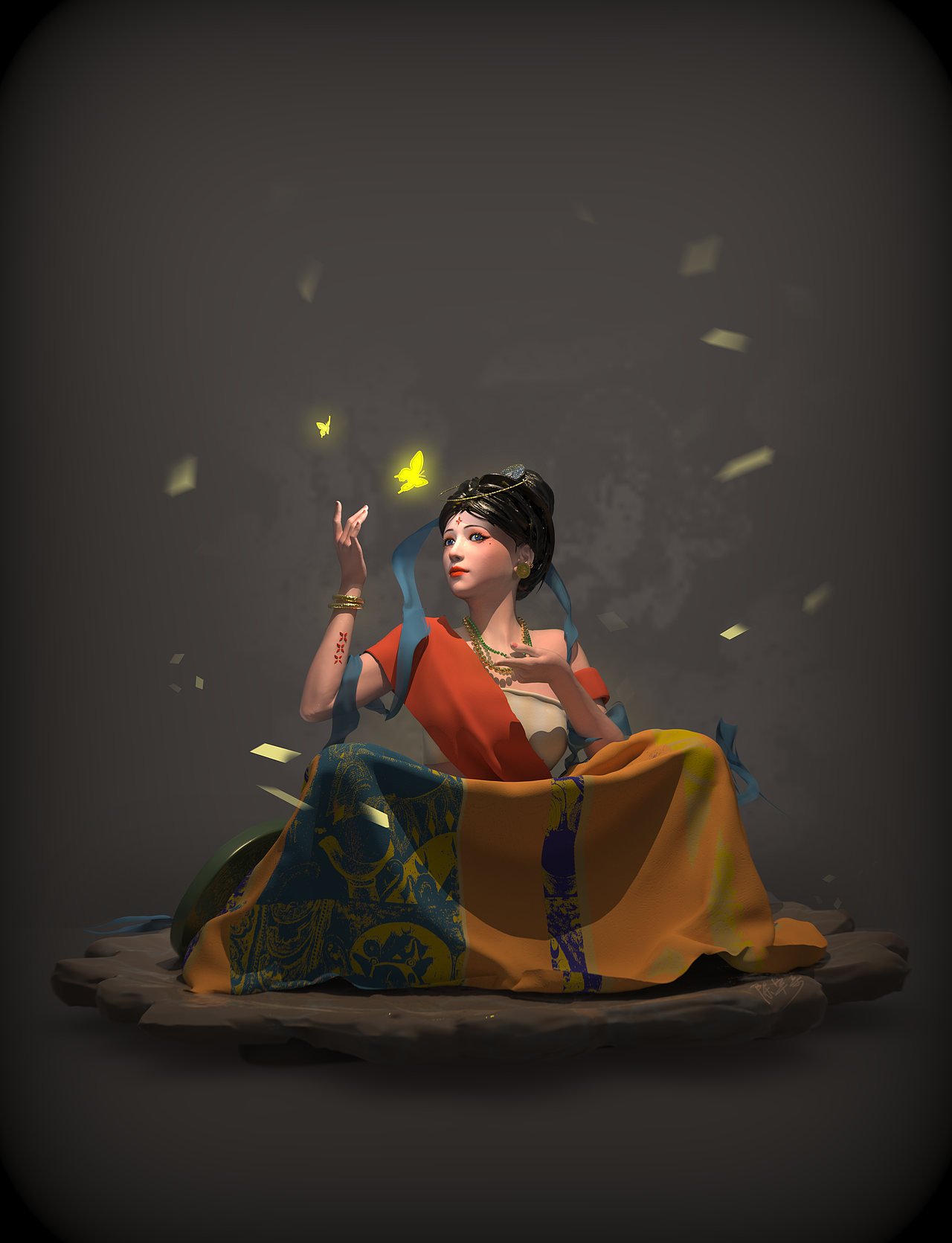 3d建模 敦煌少女 |三维|人物/生物|老黑狗_原创作品-站酷zcool