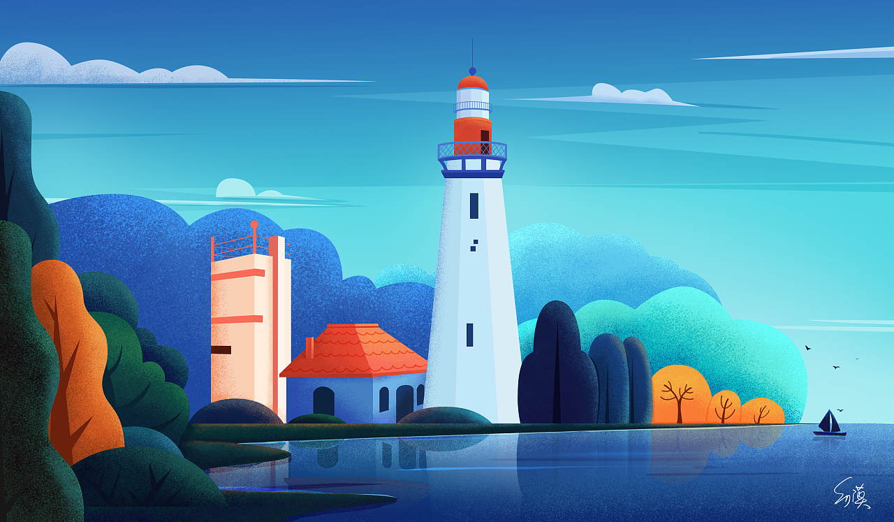 扁平风景|插画|艺术插画|纱漠 - 原创作品 - 站酷 (zcool)