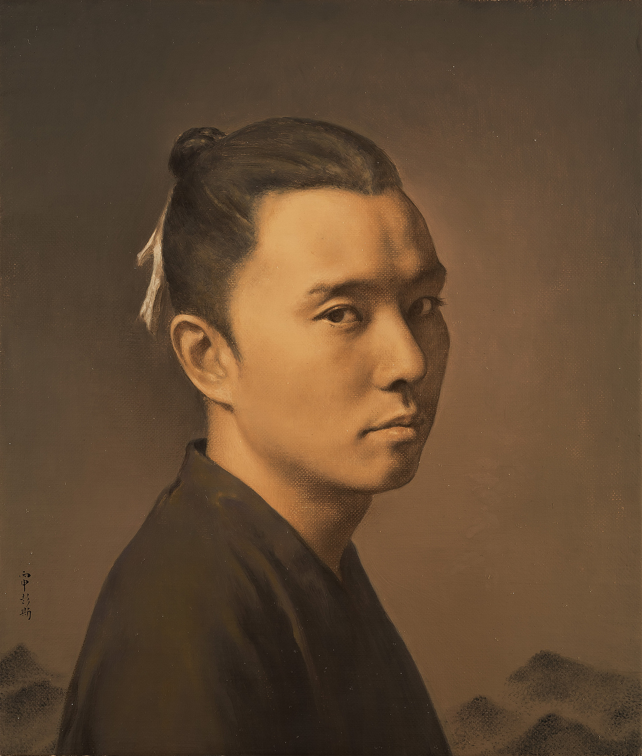 山水少年 油画 40x34cm 彭斯 2016   a juvenile oil on canvas  40x