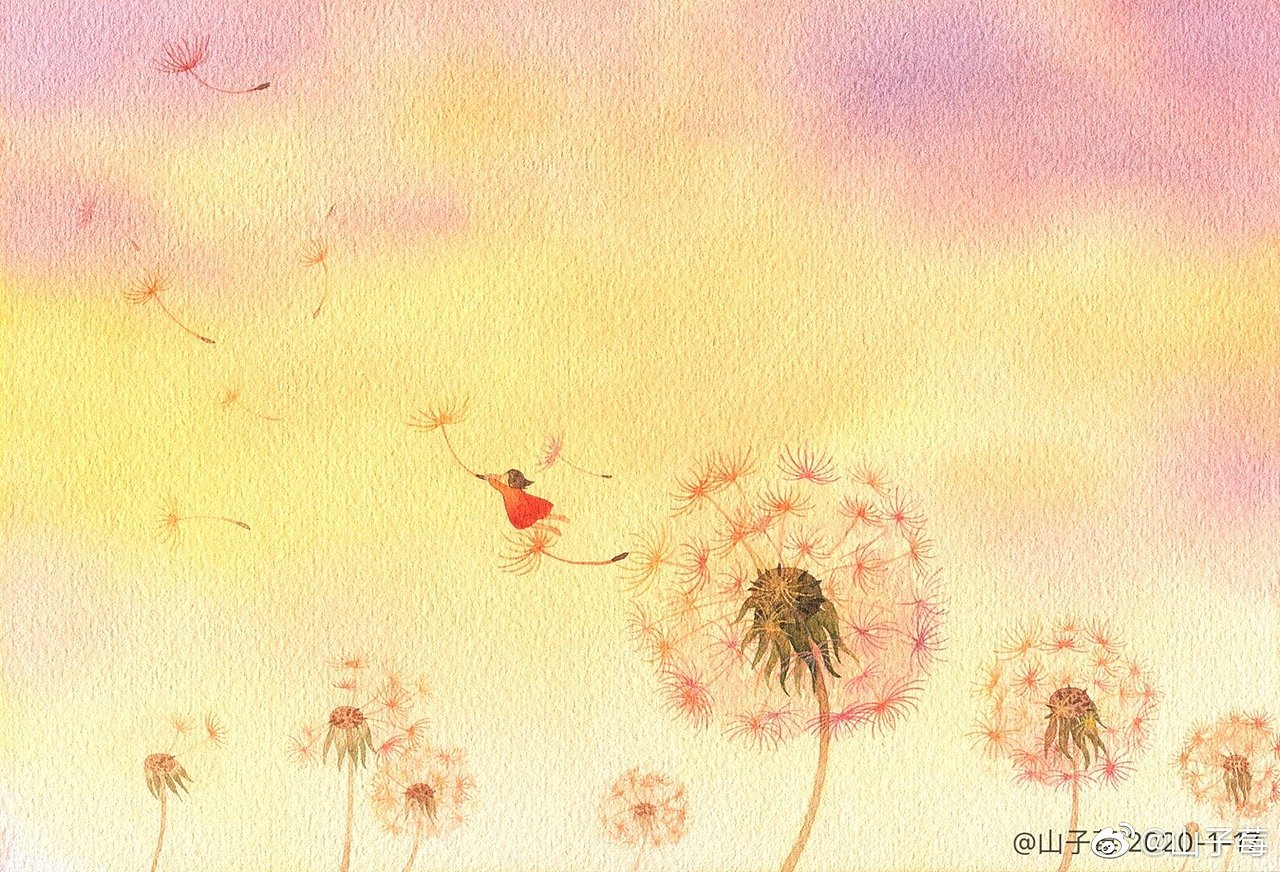 一组温暖治愈的水彩手绘图