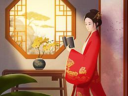国风光影原创插画