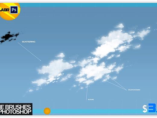 73款动漫风格的云朵小草花朵PS笔刷
