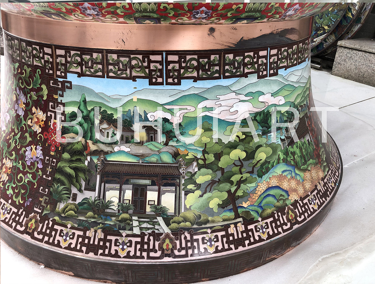 足印，大型景泰蓝瓶-风景画（图ZMjcwNjU0NjQw） - 工艺品设计 - 站酷设计师不会吧又是我原创素材 - 站酷ZCOOL