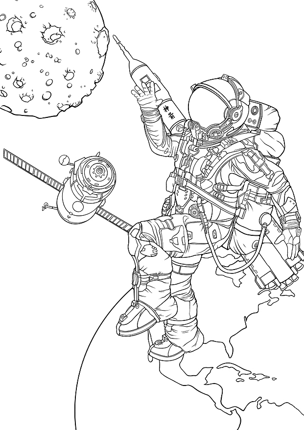 iPad插画线稿｜中国航天｜宇航员（图ZMzQxMDQ2MjE2） - 艺术插画 - 站酷设计师是cicia原创素材 - 站酷ZCOOL