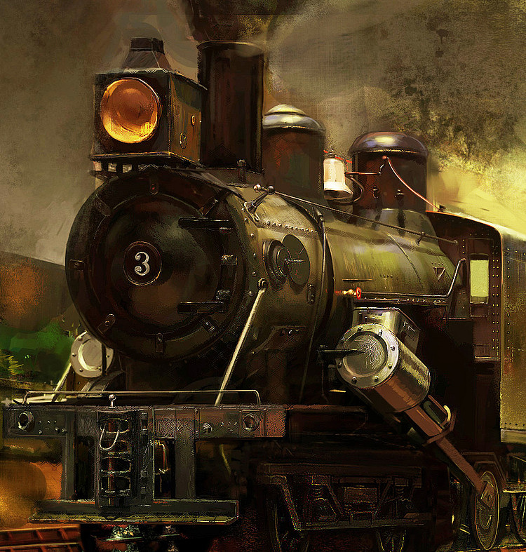 sai手绘火车头细节