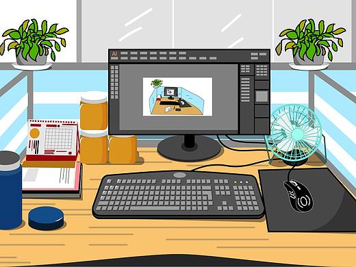 画的自己的工位