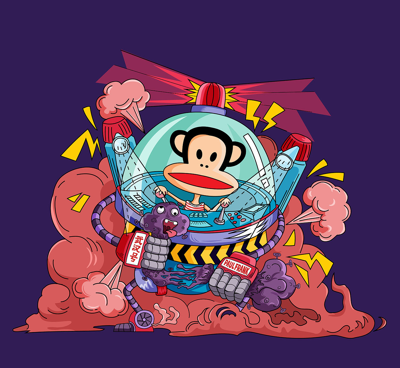 大嘴猴抗击疫情插画（图ZMjAyMTc4NTA0） - 商业插画 - 站酷设计师lin可乐加冰原创素材 - 站酷ZCOOL