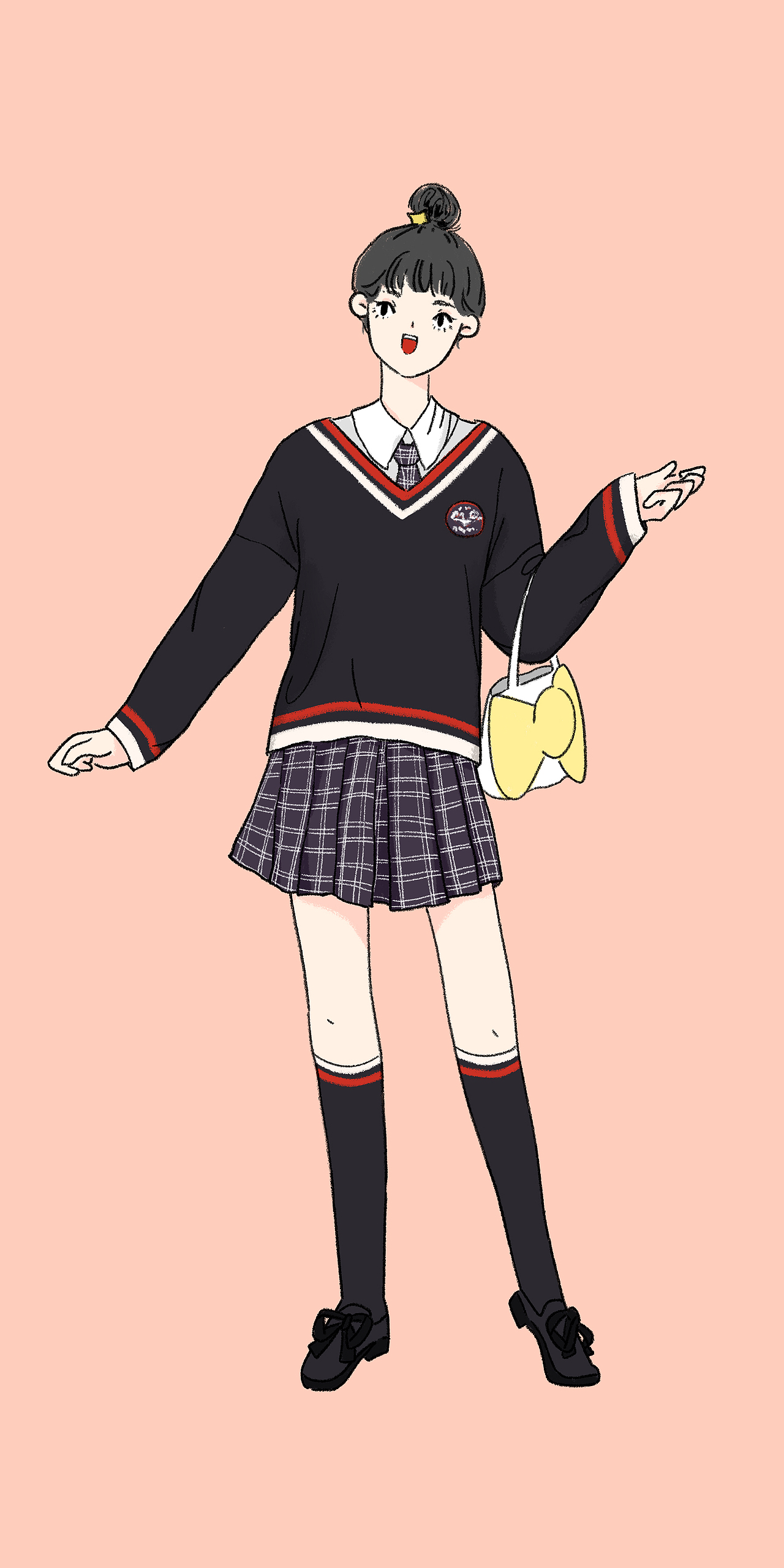一组jk制服女孩|插画|商业插画|asud_原创作品-站酷zcool