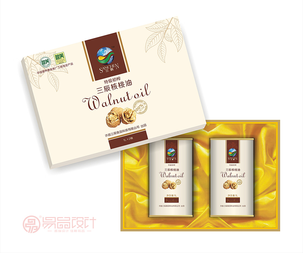 核桃油礼盒设计核桃油包装套装设计方案油外包装设计