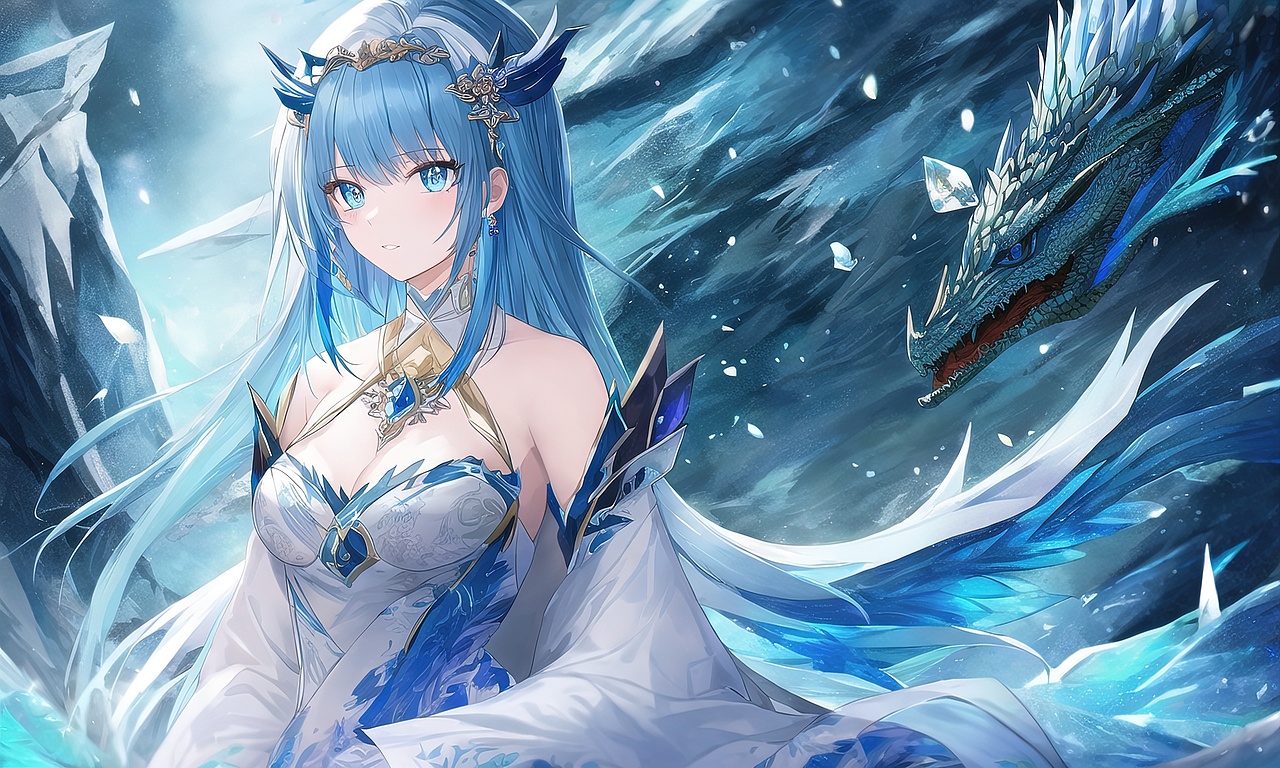 1举报3分享原创作品插画ai绘画冰霜龙娘ai绘图二次元