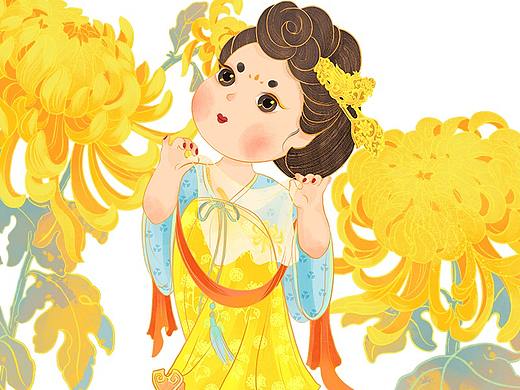 唐朝宫廷胖美人与花卉系列