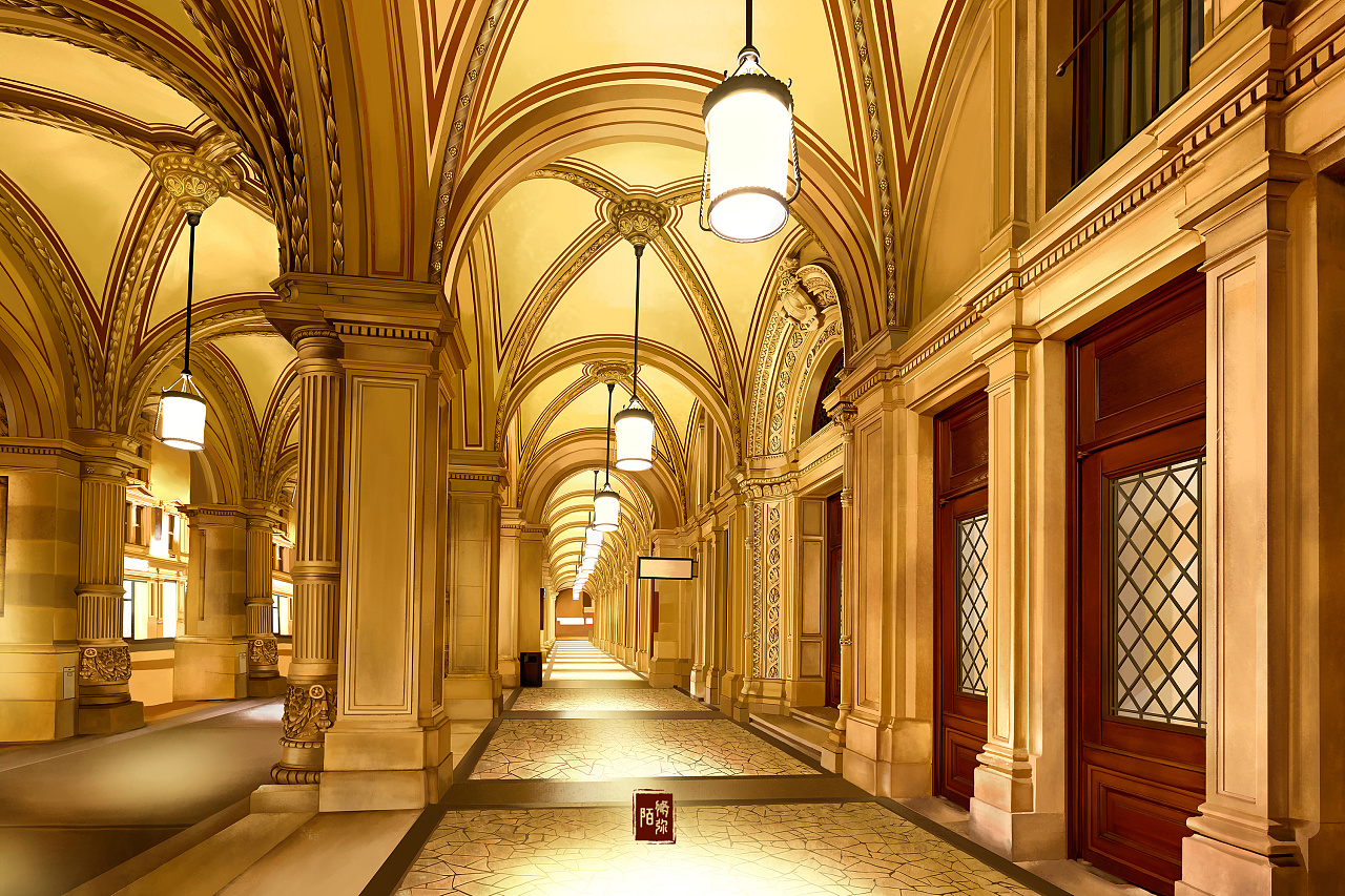 欧式走廊建筑壁画