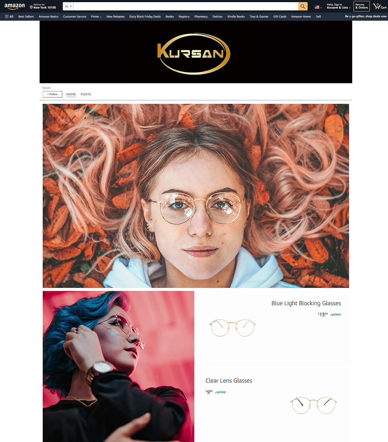 眼镜亚马逊首页店铺装修