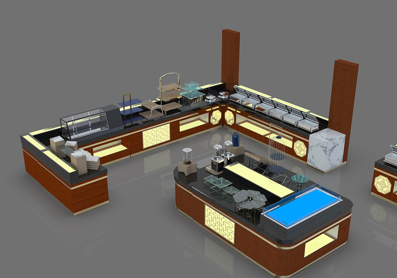 多功能大理石移动布菲车自助餐台设计定制