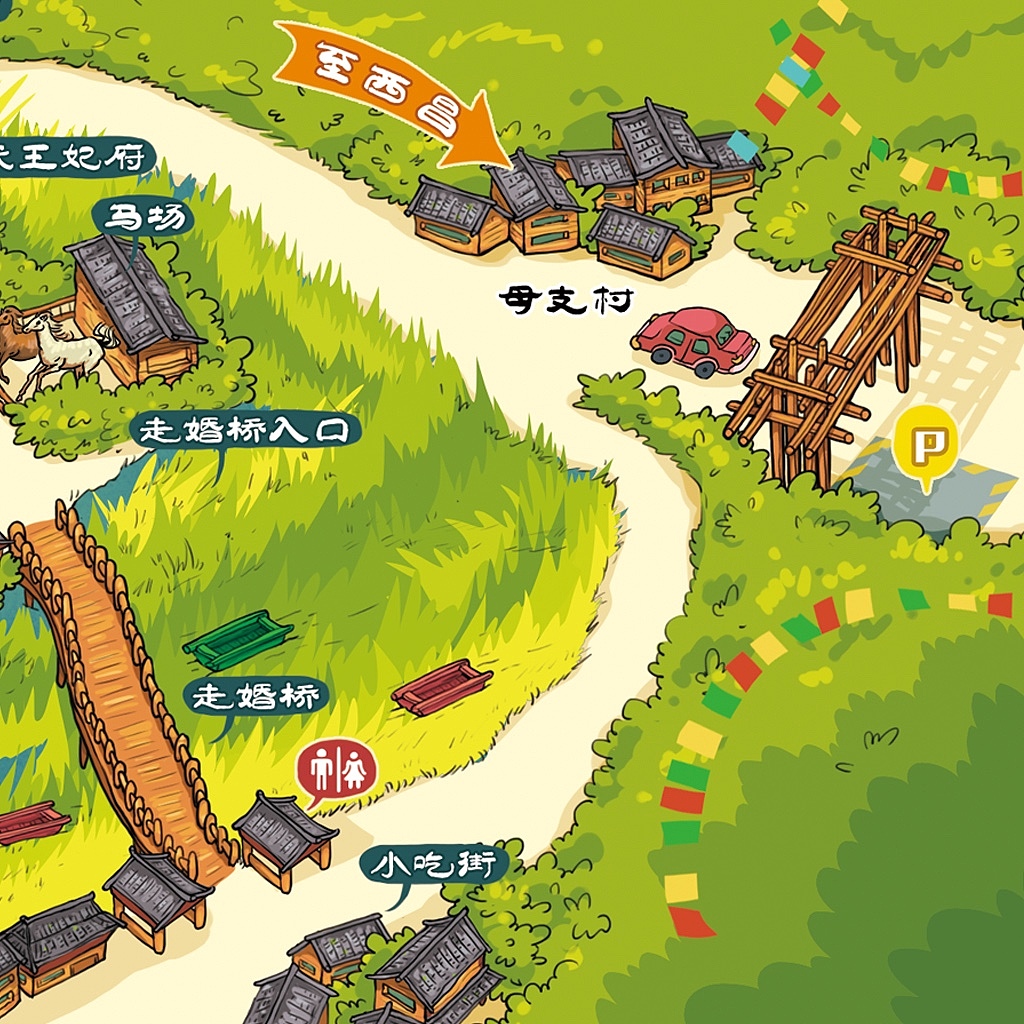 泸沽湖手绘地图