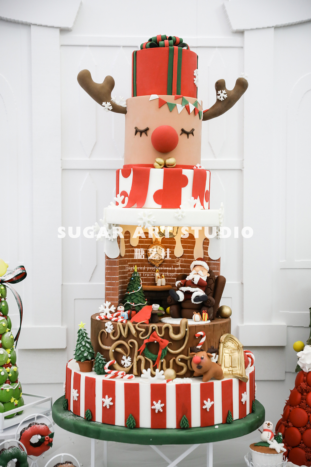 圣诞节蛋糕装饰摆件 圣诞老人可食用糖人雪娃树房子蘑菇翻糖公仔-淘宝网
