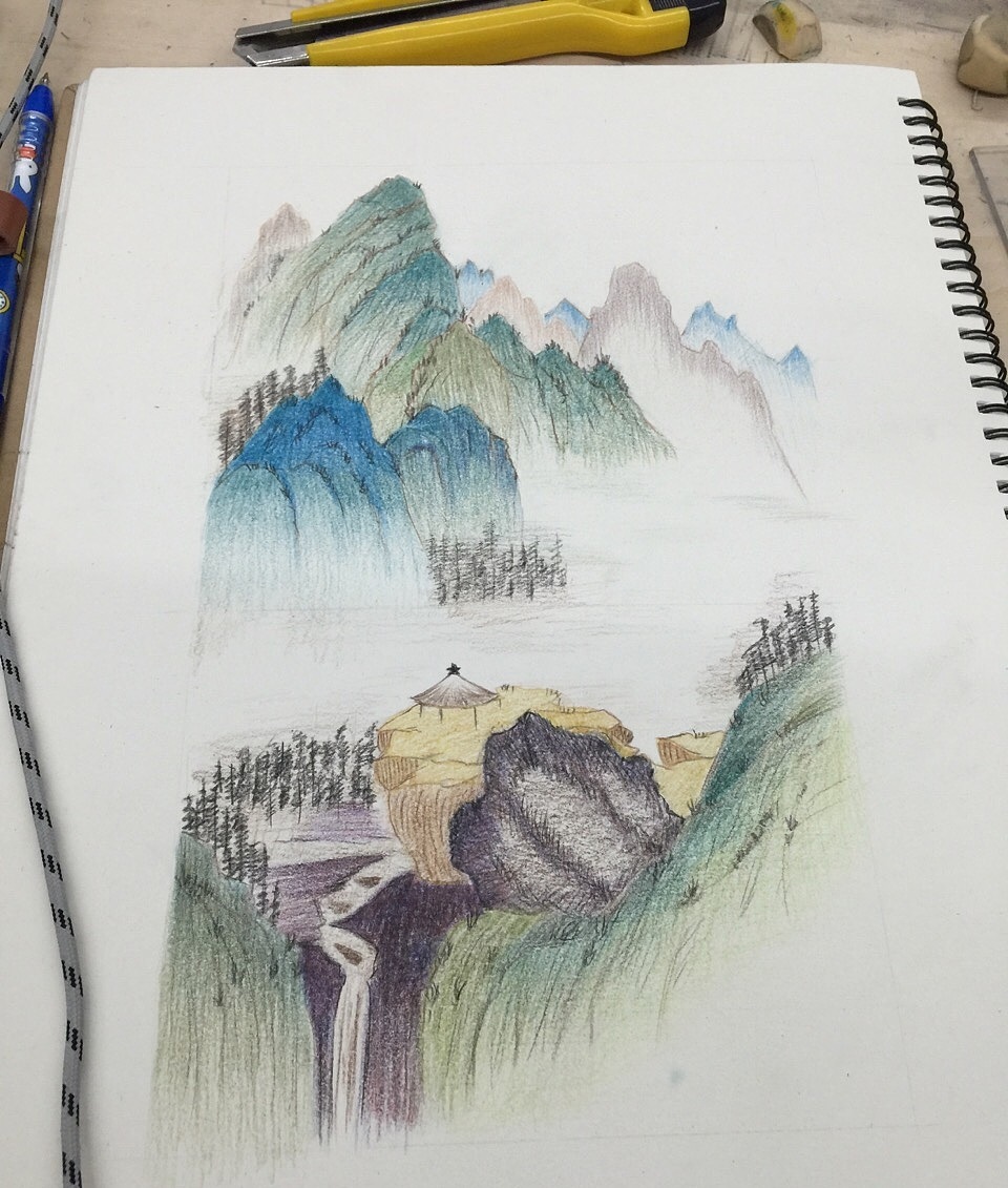 简单手绘作品#山水画