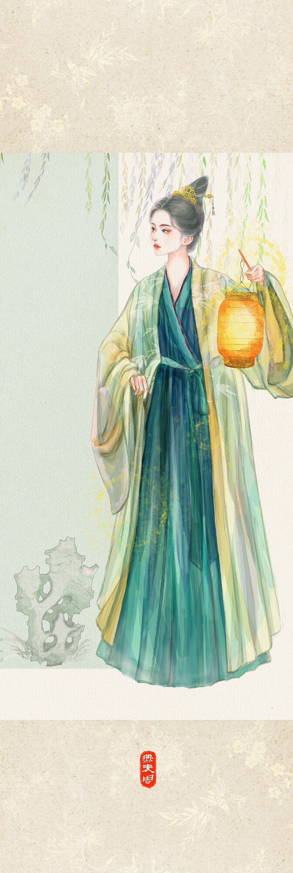 古风美人图鉴（图ZMzQ4MDQxNTQ0） - 商业插画 - 站酷设计师燕麦周原创素材 - 站酷ZCOOL