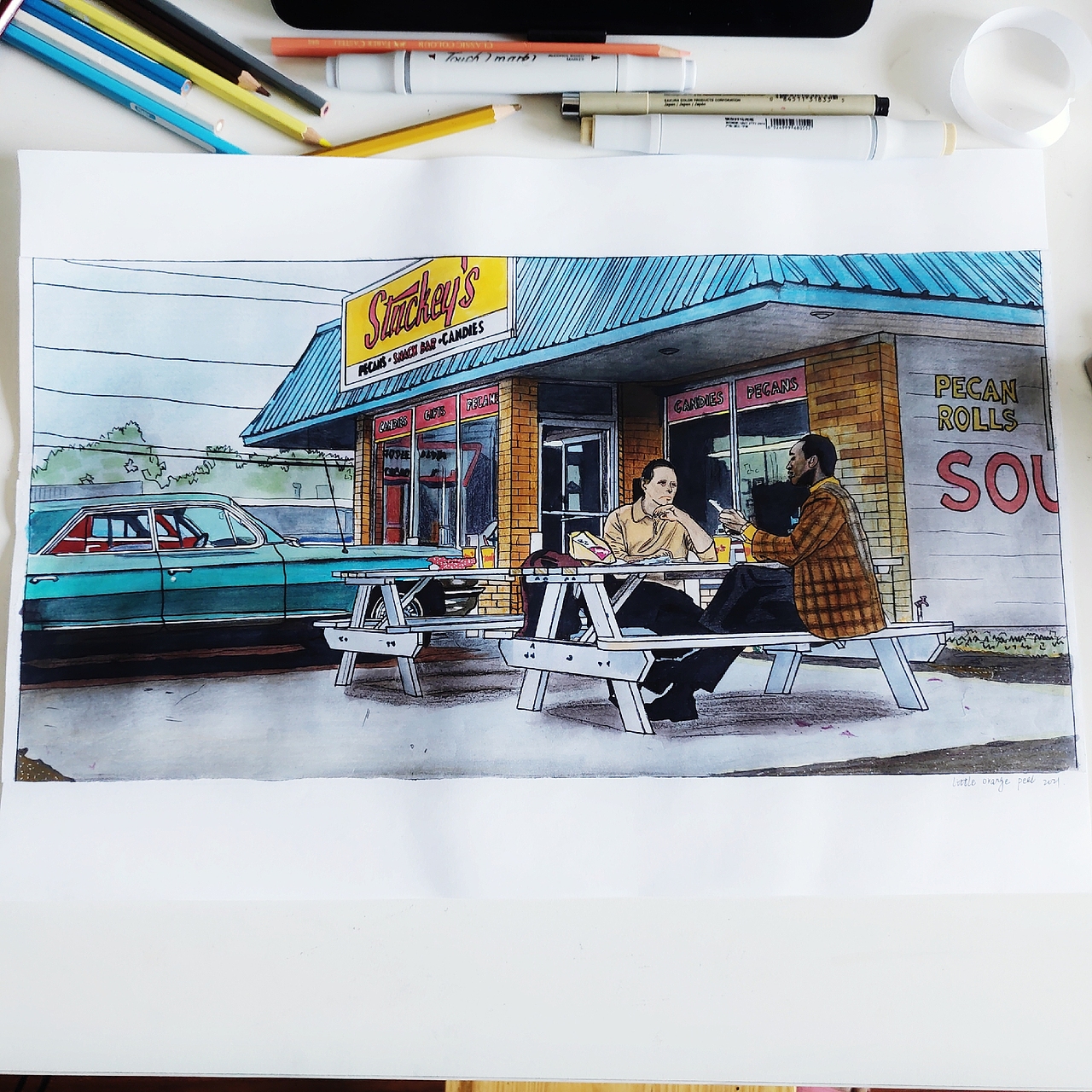 手绘电影《绿皮书》场景