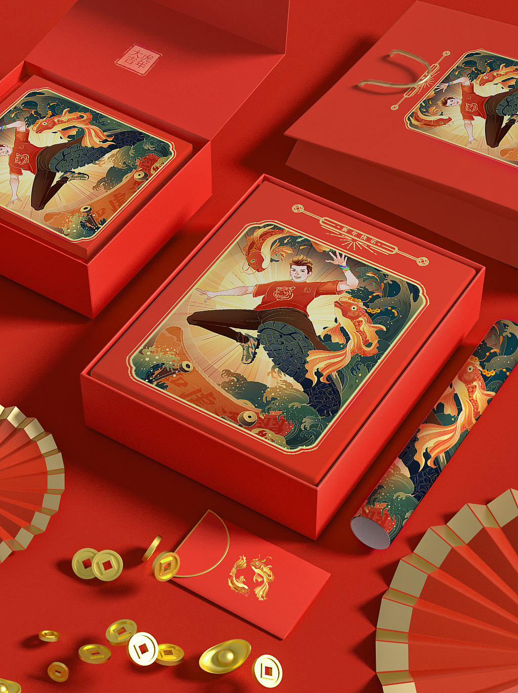 国潮/虎年新年贺图（图ZMjkyOTI3Nzg0） - 创作习作 - 站酷设计师一颗小白菜吖原创素材 - 站酷ZCOOL