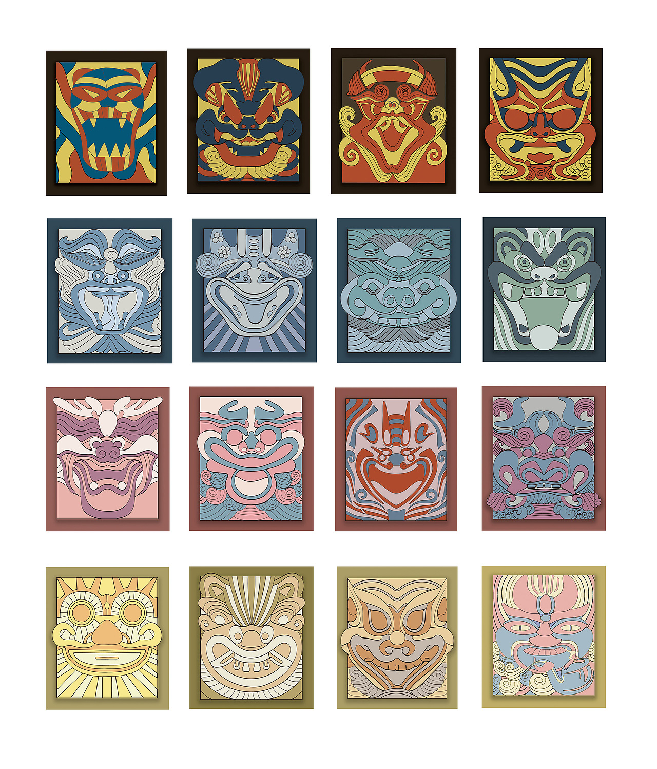 传统瓦当狮面纹图案创新设计狮言狮语系列设计