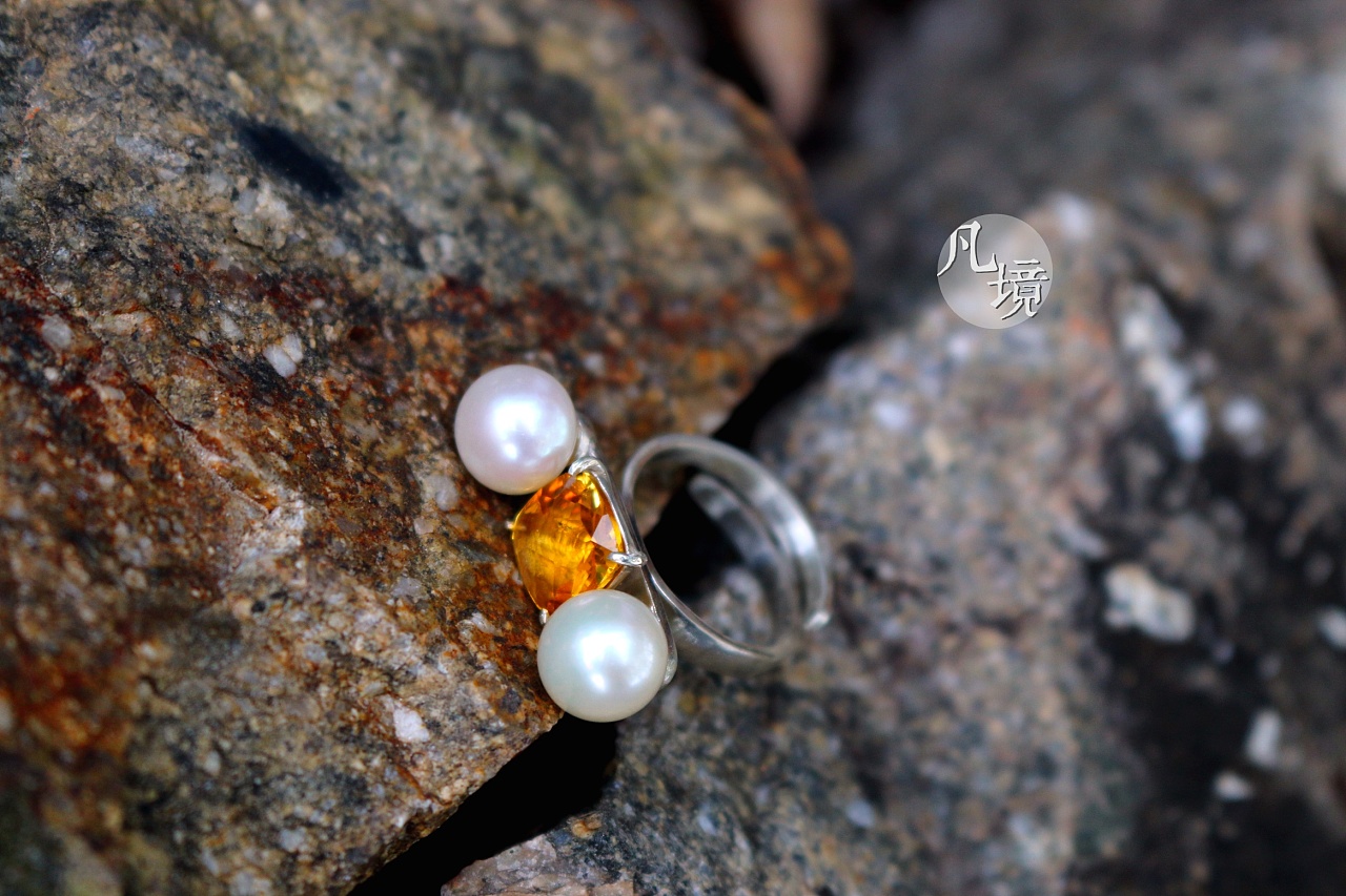 宇宙之光系列-黄水晶珍珠指环 凡境珠宝原创|手工艺|首饰|凡境珠宝