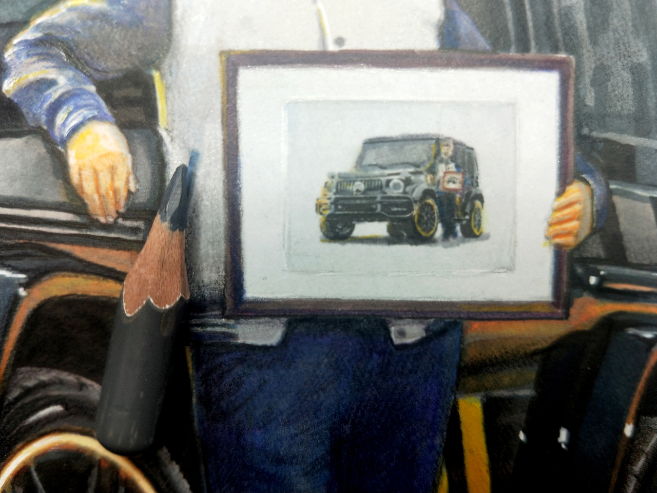 第一次手绘汽车加人物(虚构人物)+梅赛德斯 大G