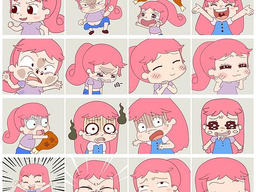 原创Phoebe小女孩卡通人物表情包