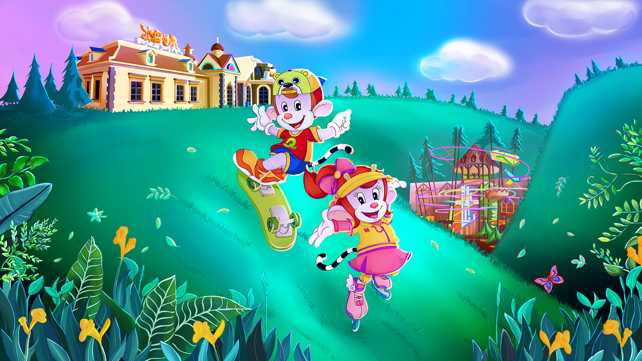 热高乐园炫动体育世界滑雪和滑草的海报