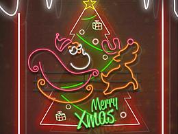 圣诞霓虹灯动态海报