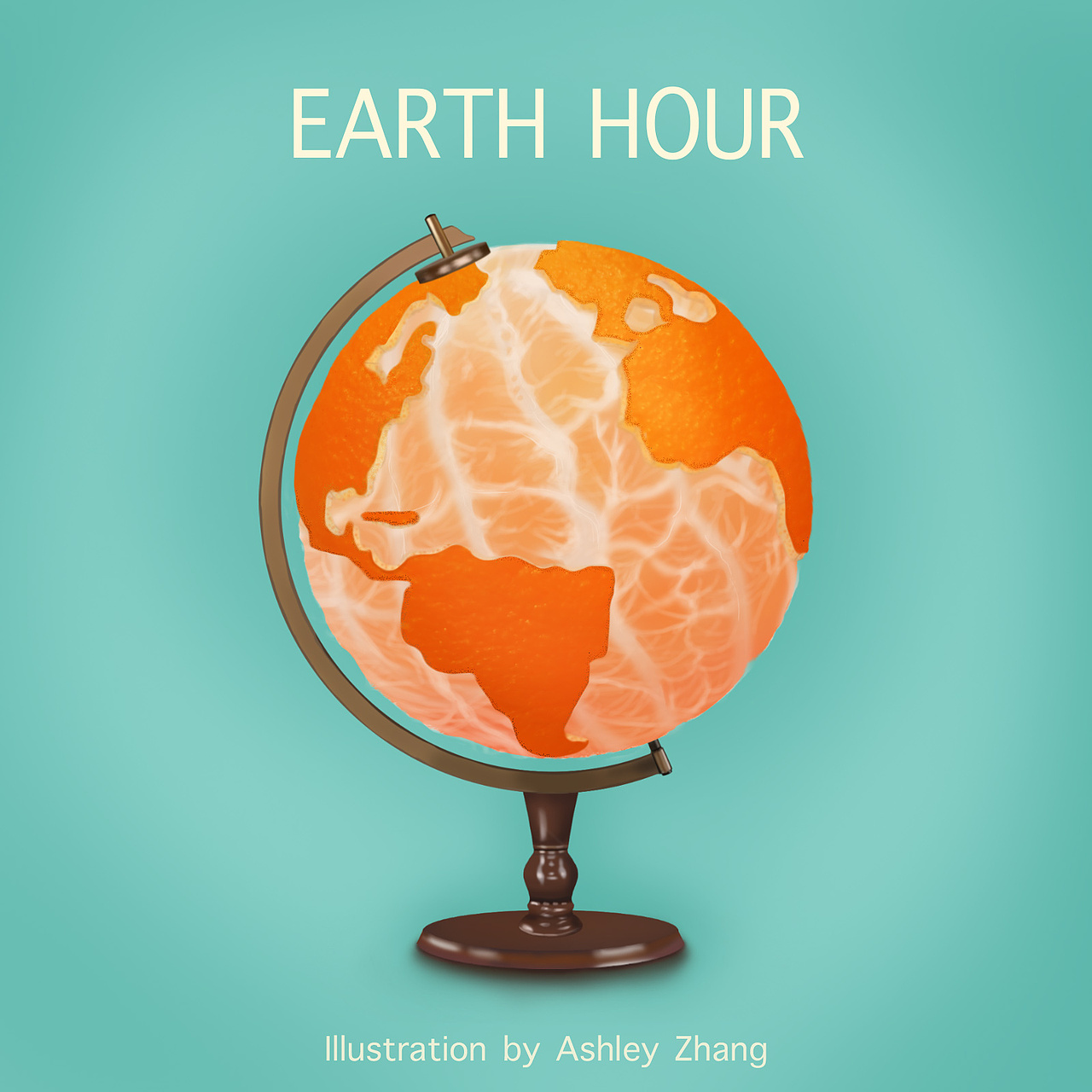 “地球一小时”主题超写实插画