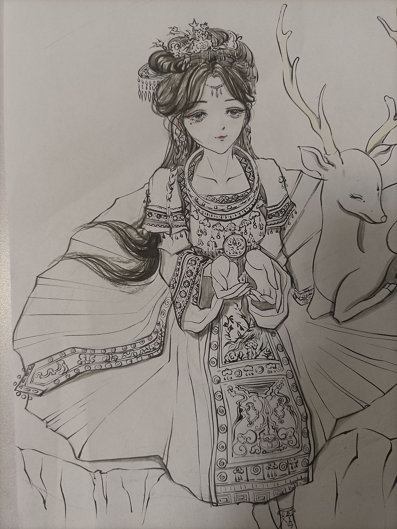 苗疆少女与灵鹿（图ZMzIxMjMyMTA0） - 绘画 - 站酷设计师芮临原创素材 - 站酷ZCOOL
