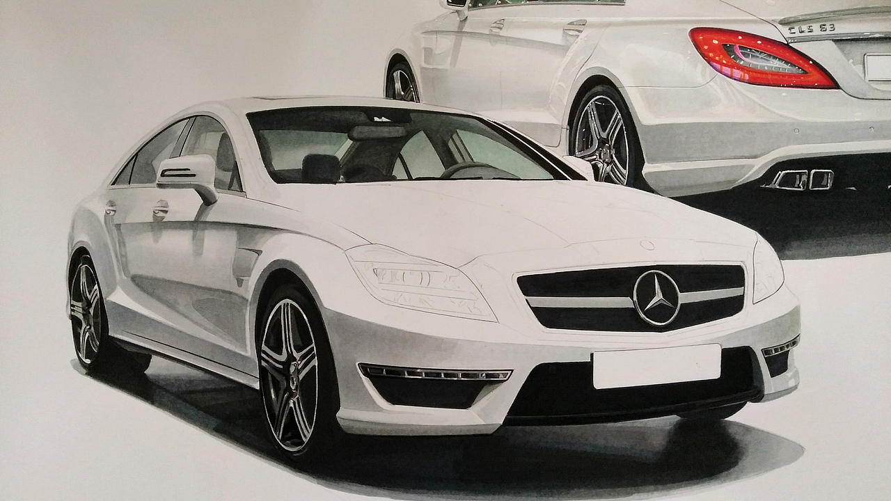 马克笔汽车手绘 梅赛德斯-奔驰 AMG CLS 63（2013）（图ZMjM2MTY0NjAw） - 艺术插画 - 站酷设计师xyikai吉原创素材 - 站酷ZCOOL