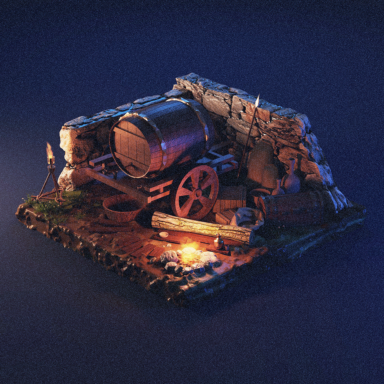 blender-练习-夜晚的营地（图ZMjkzNjcwNjg4） - 场景 - 站酷设计师LeLe_Sun原创素材 - 站酷ZCOOL