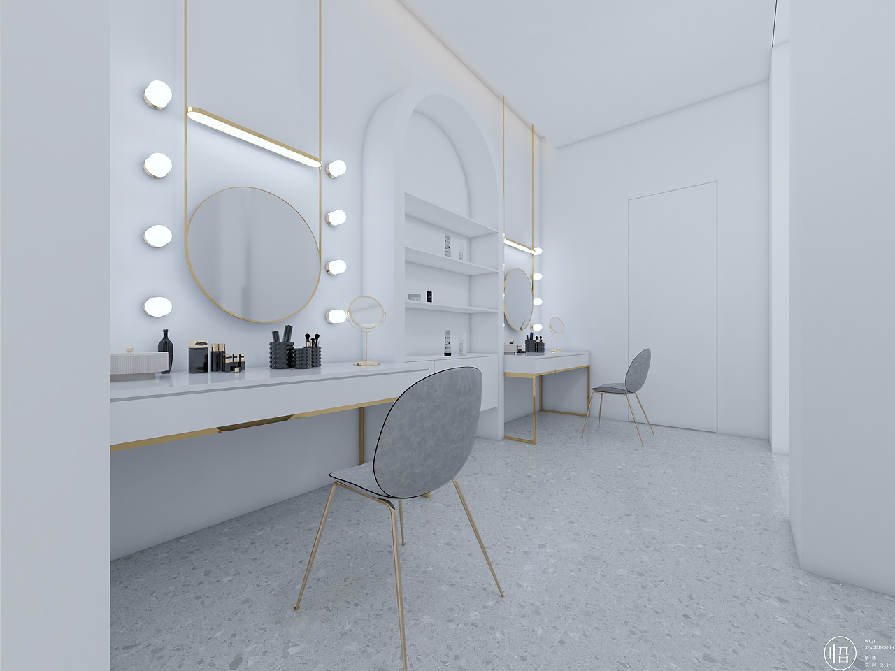 化妆间,dressing room br> br>简明且富有张力的曲线, br>勾勒整个