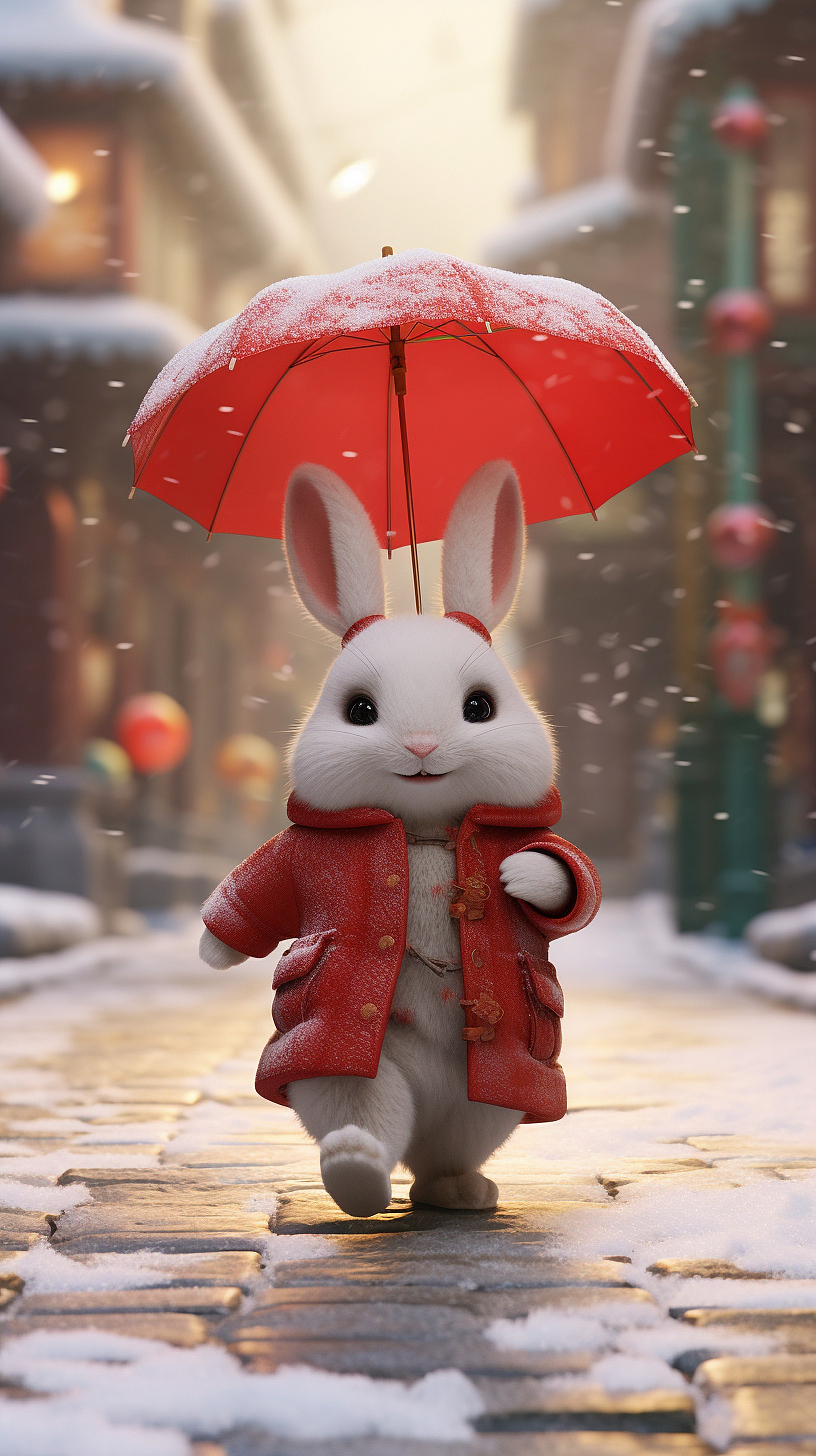 Midjourney|兔兔陪你看北京的第一场大雪