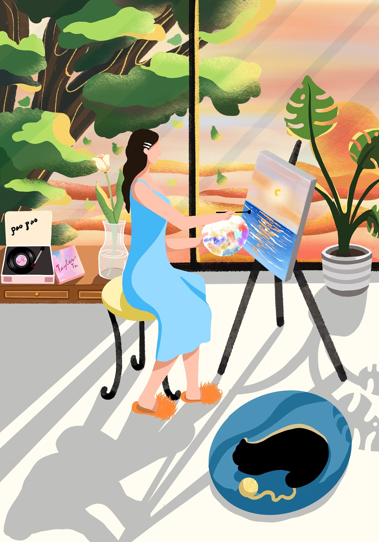 落地窗 夕阳  猫  喜欢的音乐 浪漫因素～长沙