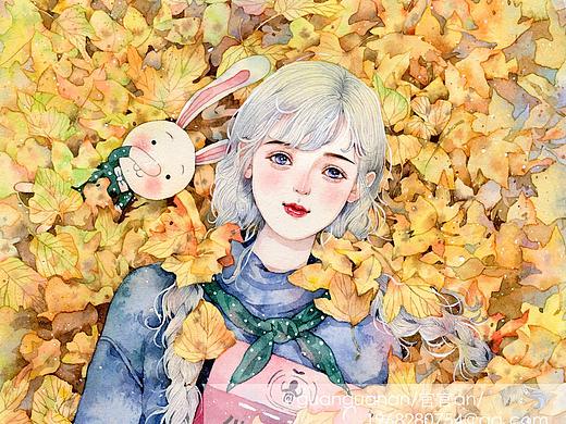 清新少女手绘插画