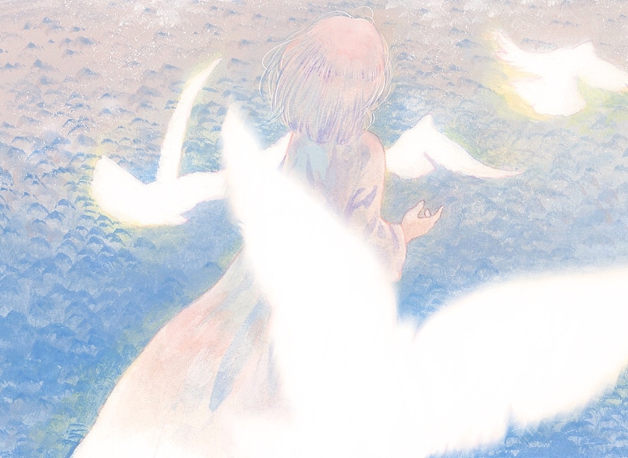 「如果在夕阳之中 试着呼唤
   是否能遇见 温柔的你」