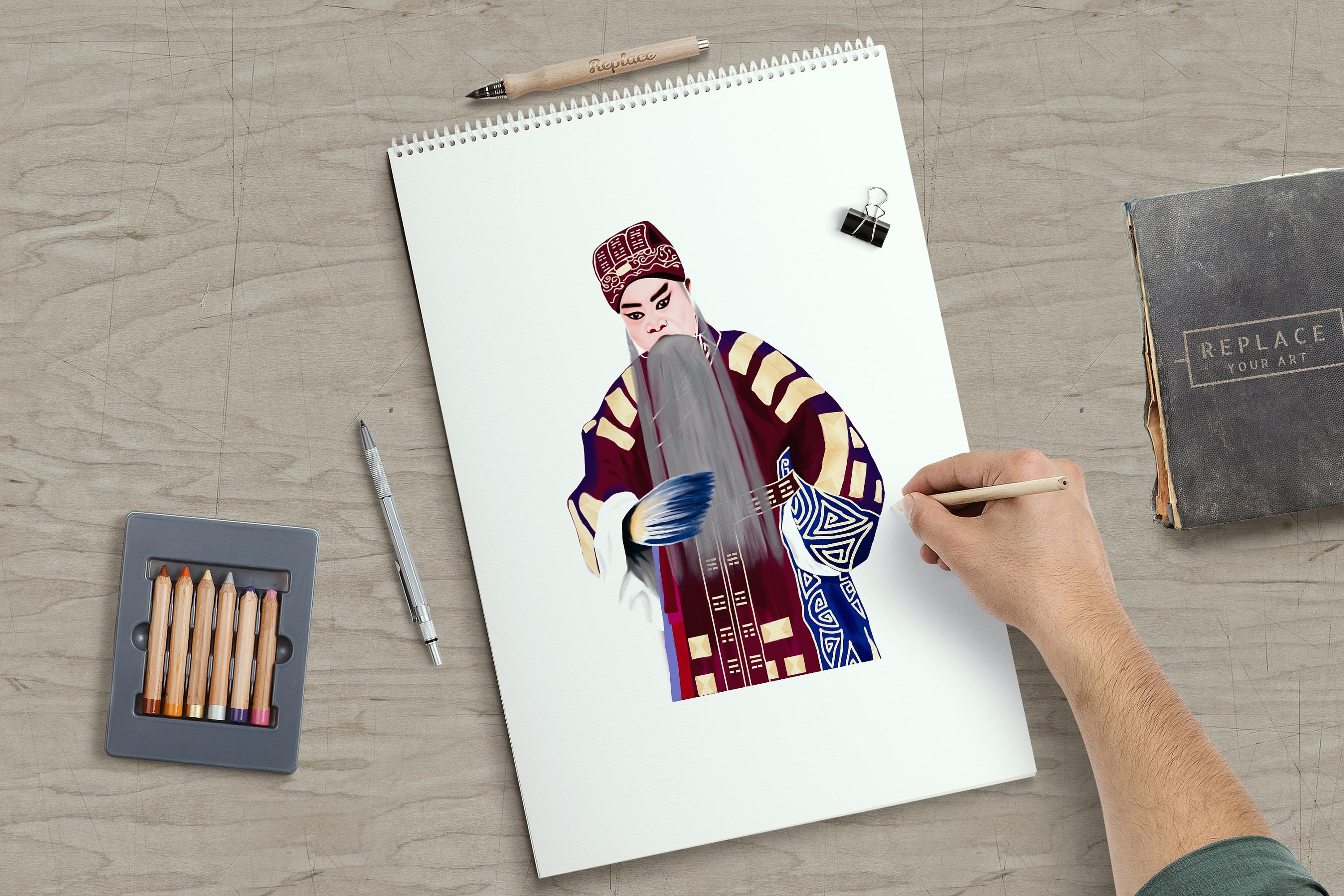 秦腔戏曲人物绘画-诸葛亮