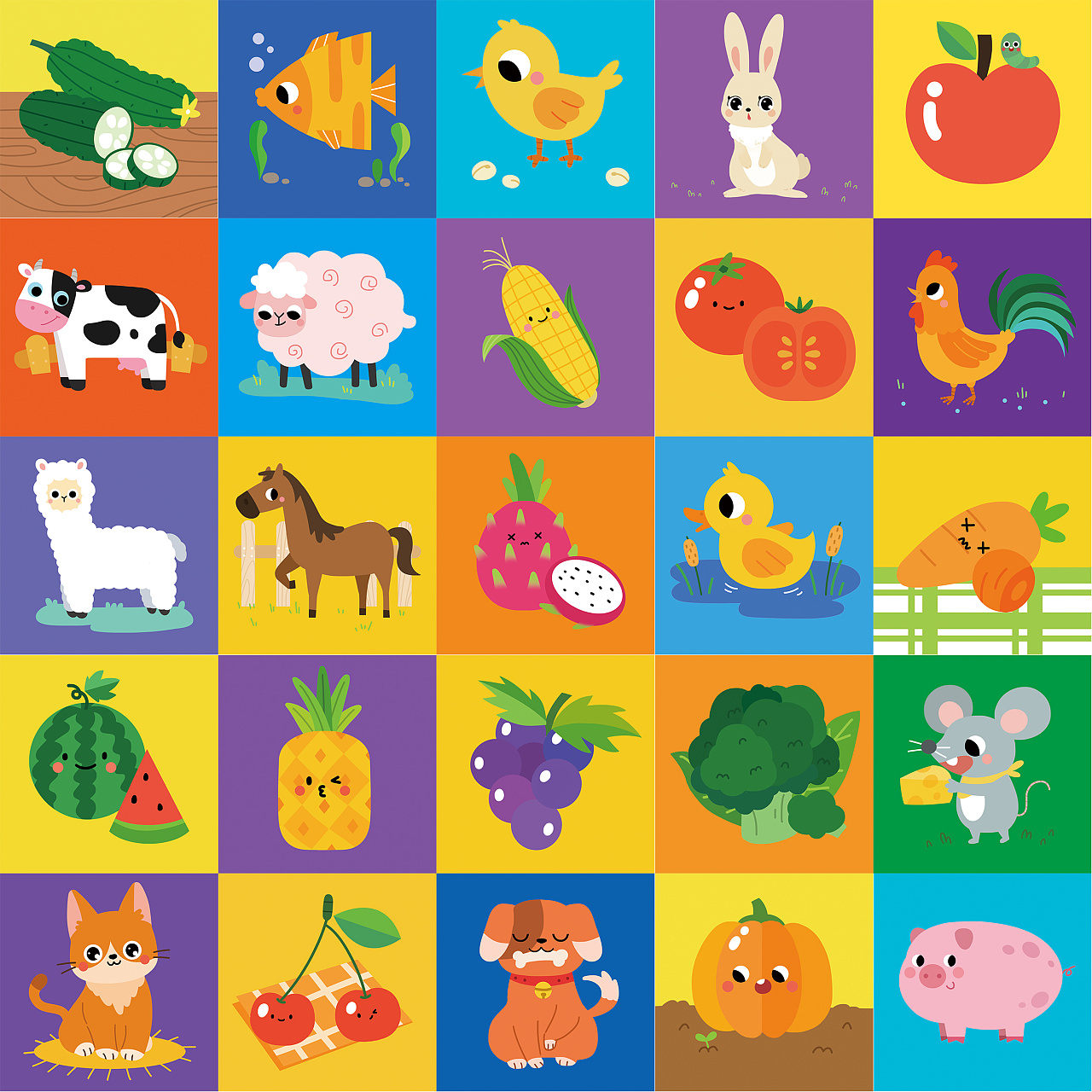 儿童插画 认知识物卡牌